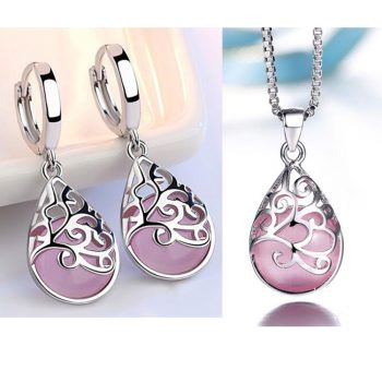 Giffany Jewelry 925 Sterling Silver Earrings Necklace Set