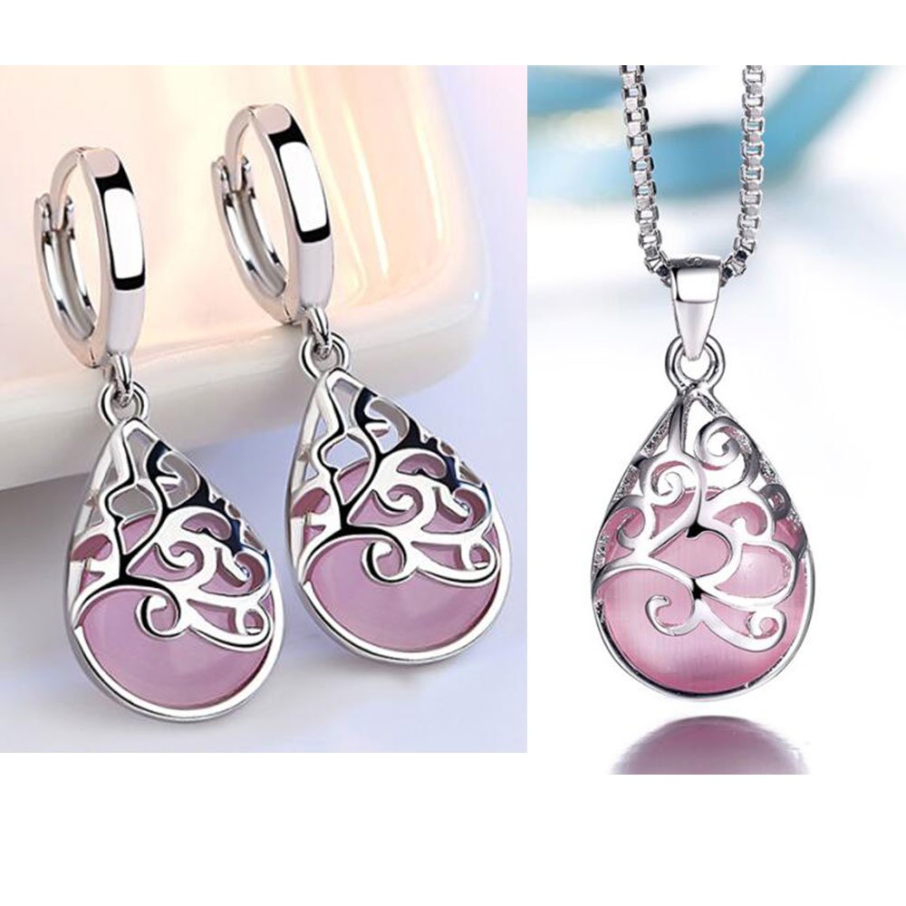 Giffany Jewelry 925 Sterling Silver Earrings Necklace Set