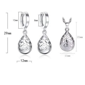 Giffany Jewelry 925 Sterling Silver Earrings Necklace Set