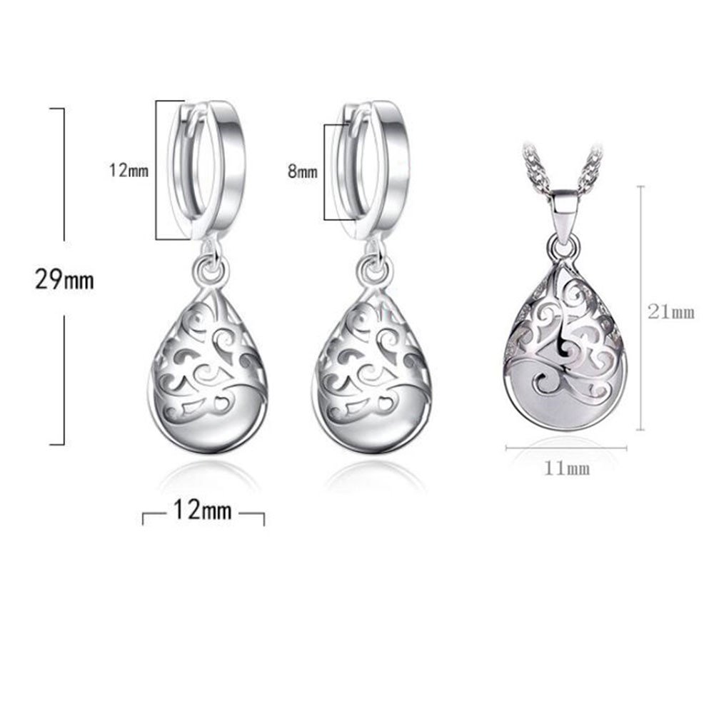 Giffany Jewelry 925 Sterling Silver Earrings Necklace Set