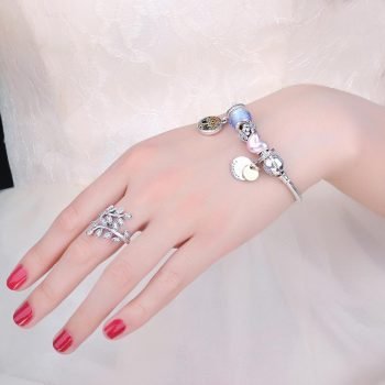 Giffany 925 Sterling Silver Photo Frame Bracelets Gold Family Tree for Women