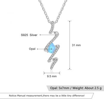Giffany 925 Sterling Silver Necklaces Ribbon Shape Twist Blue Opal