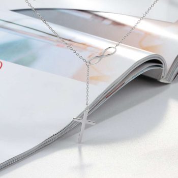 Giffany 925 Sterling Silver Infinity Love Necklace with Cross Fashion Chain