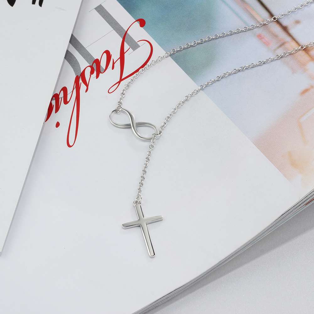 Giffany 925 Sterling Silver Infinity Love Necklace with Cross Fashion Chain