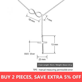 Giffany 925 Sterling Silver Infinity Love Necklace with Cross Fashion Chain