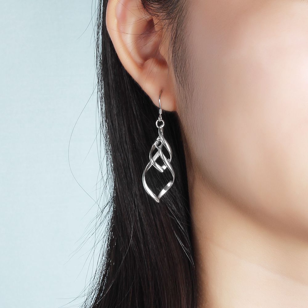 Giffany 925 Sterling Silver Drop Earring Long Leaf Shape