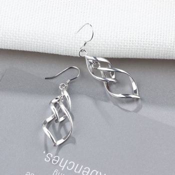 Giffany 925 Sterling Silver Drop Earring Long Leaf Shape