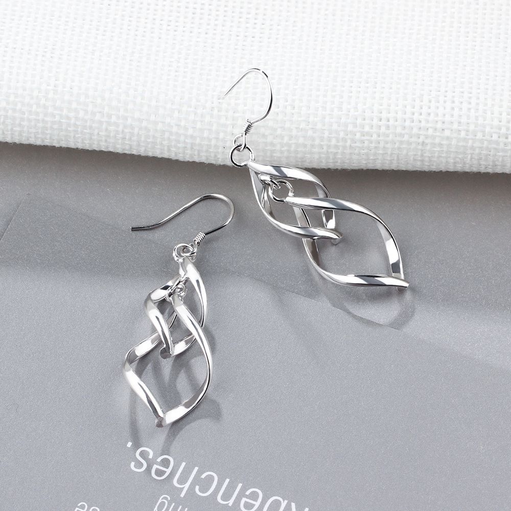Giffany 925 Sterling Silver Drop Earring Long Leaf Shape
