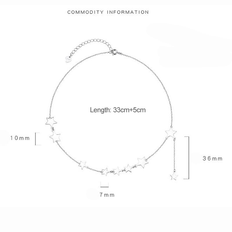 Giffany Personalized Multi Star Necklace Dainty 925 Sterling Silver Short Chain Necklace