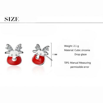 Giffany Christmas Earrings Cute Red 925 Sterling Silver Elk Earrings