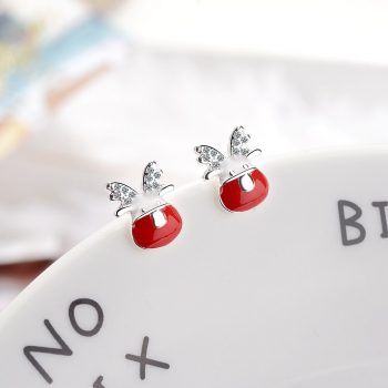 Giffany Christmas Earrings Cute Red 925 Sterling Silver Elk Earrings