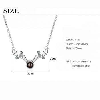 Giffany 2 Colors Antlers Christmas Necklaces Projection 925 Sterling Silver Necklaces