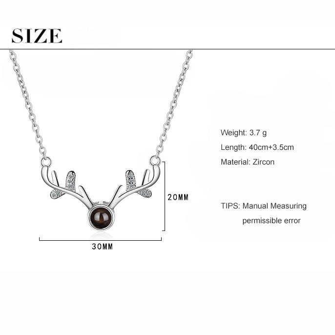 Giffany 2 Colors Antlers Christmas Necklaces Projection 925 Sterling Silver Necklaces