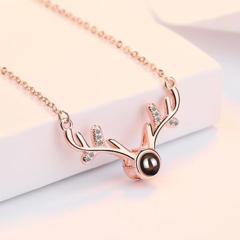 Giffany 2 Colors Antlers Christmas Necklaces Projection 925 Sterling Silver Necklaces
