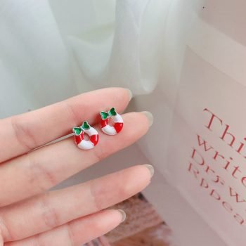 Tiny 925 Sterling Silver Jewelry Snowflakes Bells Deer Christmas Tree Candy Cane Earrings Gift