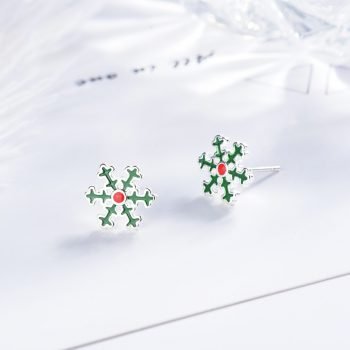 Tiny 925 Sterling Silver Jewelry Snowflakes Bells Deer Christmas Tree Candy Cane Earrings Gift