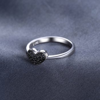 JPalace Heart Natural Black Spinel Ring 925 Sterling Silver