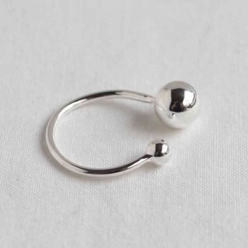 Giffany 925 Sterling Silver Ring Open Cuff with Double Balls