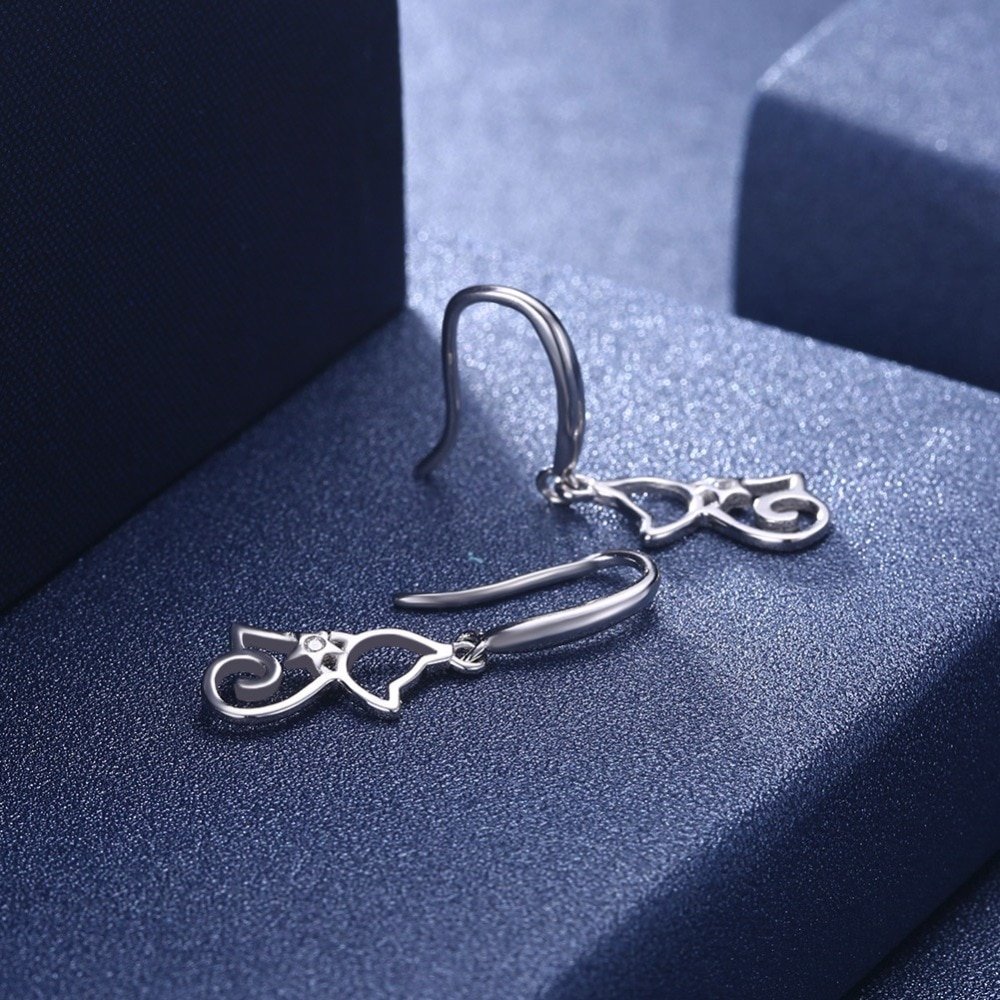 Giffany 925 Sterling Silver Cat Earrings For Women