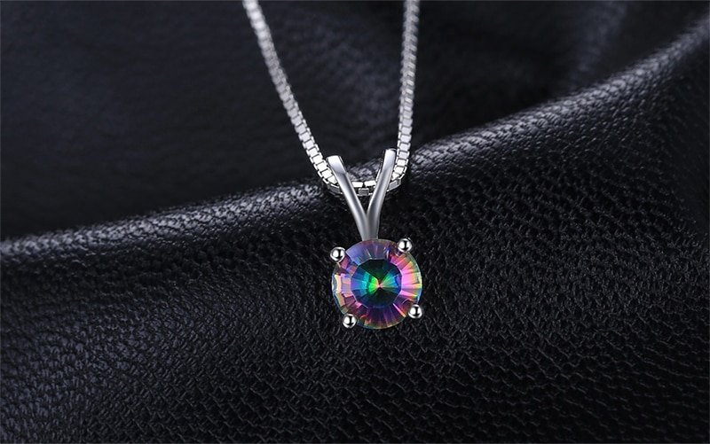 Mystic Topaz 925 Sterling Silver Chain Pendant Necklace Earrings Ring Set