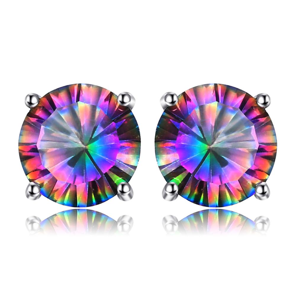 Mystic Topaz 925 Sterling Silver Chain Pendant Necklace Earrings Ring Set