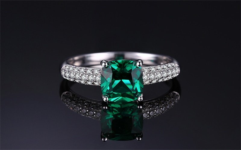 Giffany Emerald Jewelry Wedding Set Ring Pendant Hoop Earrings 925 Sterling Silver