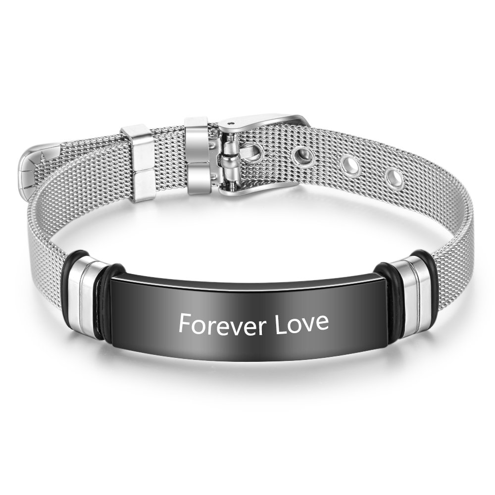 Customizable engraving mens Adjustable Stainless Steel Bracelets