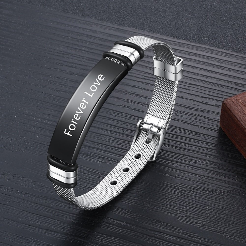 Customizable engraving mens Adjustable Stainless Steel Bracelets