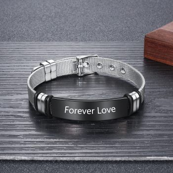 Customizable engraving mens Adjustable Stainless Steel Bracelets