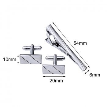 Fashionable Silver Tie Clip steel Cufflink Set