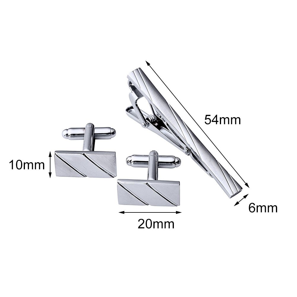 Fashionable Silver Tie Clip steel Cufflink Set