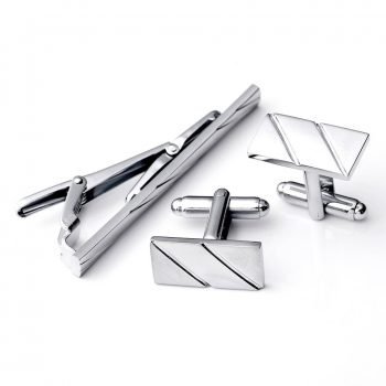 Fashionable Silver Tie Clip steel Cufflink Set