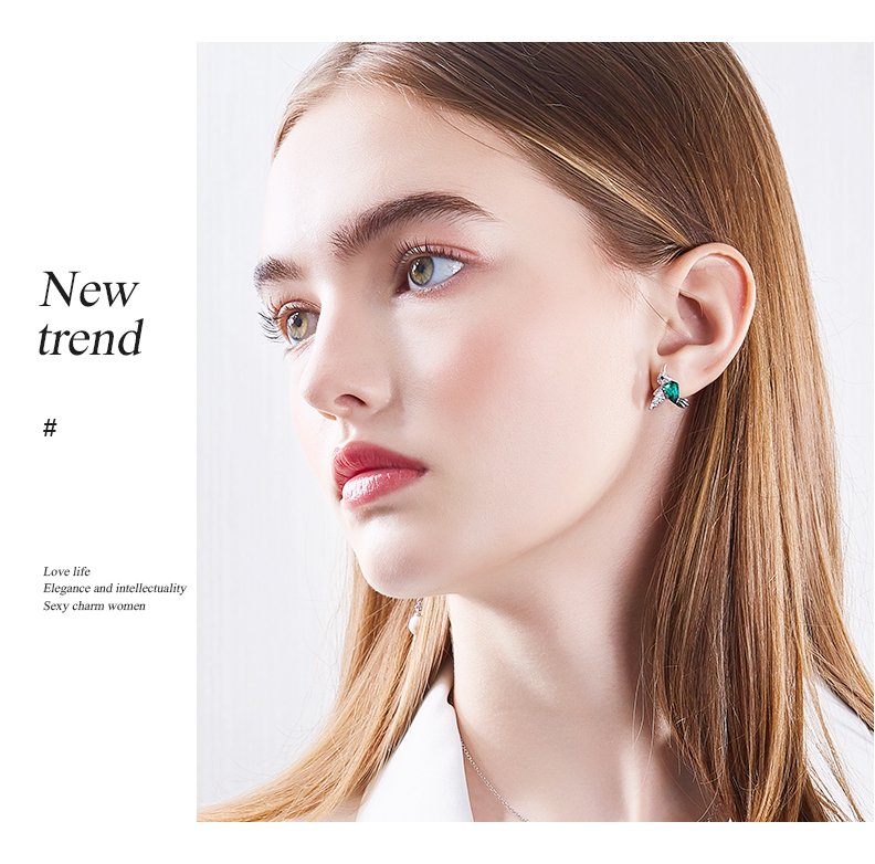 Giffany 925 Sterling Silver HummingBird Earrings Embellished with swarovski Crystals