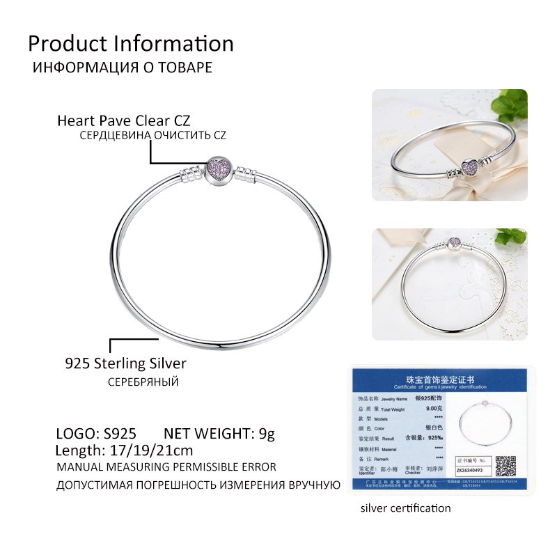 Giffany 925 Sterling Silver Bracelet Snowflake Heart Blue Eye women Jewelry