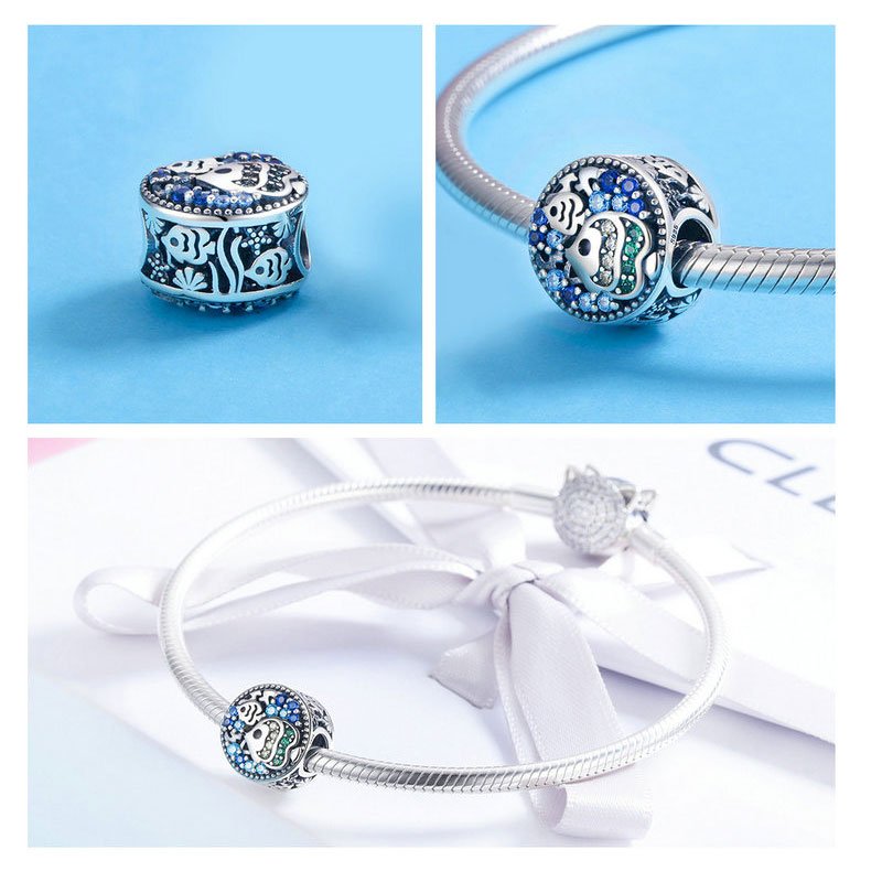 Giffany 925 Sterling Silver Mermaid Tail Starfish Tropical Fish Beads fit Charm Bracelets