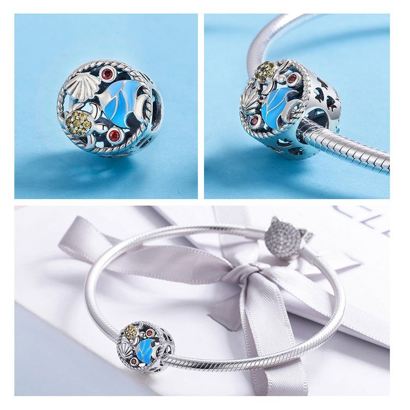 Giffany 925 Sterling Silver Mermaid Tail Starfish Tropical Fish Beads fit Charm Bracelets