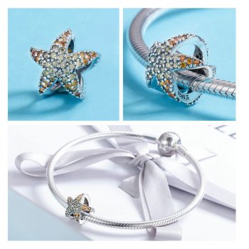 Giffany 925 Sterling Silver Mermaid Tail Starfish Tropical Fish Beads fit Charm Bracelets
