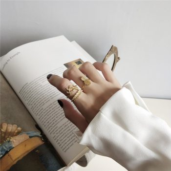 Giffany 925 Sterling Silver Punk Personality Pineapple Leaves Adjustable Ring