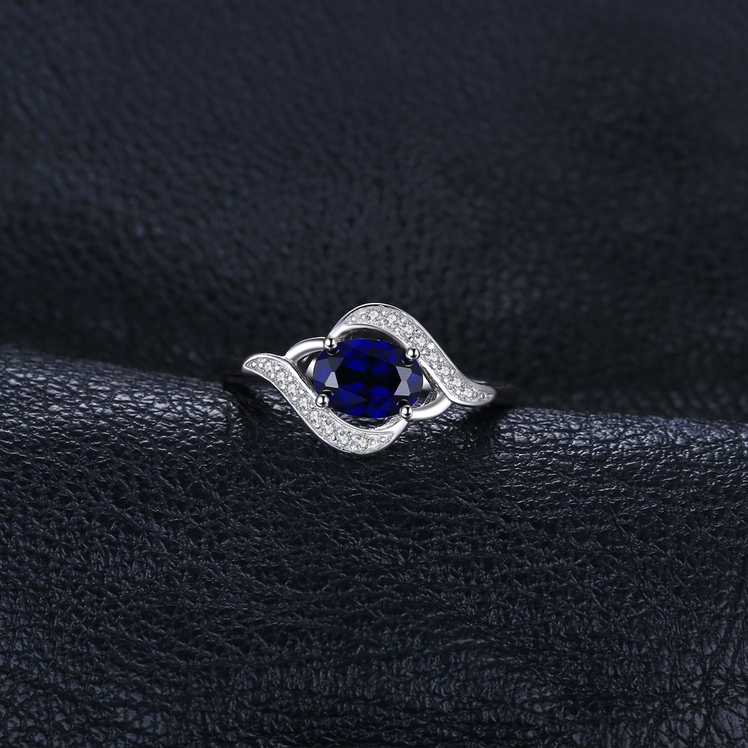 Giffany 925 Sterling Silver Ring Created Blue Sapphire Gemstone Jewelry