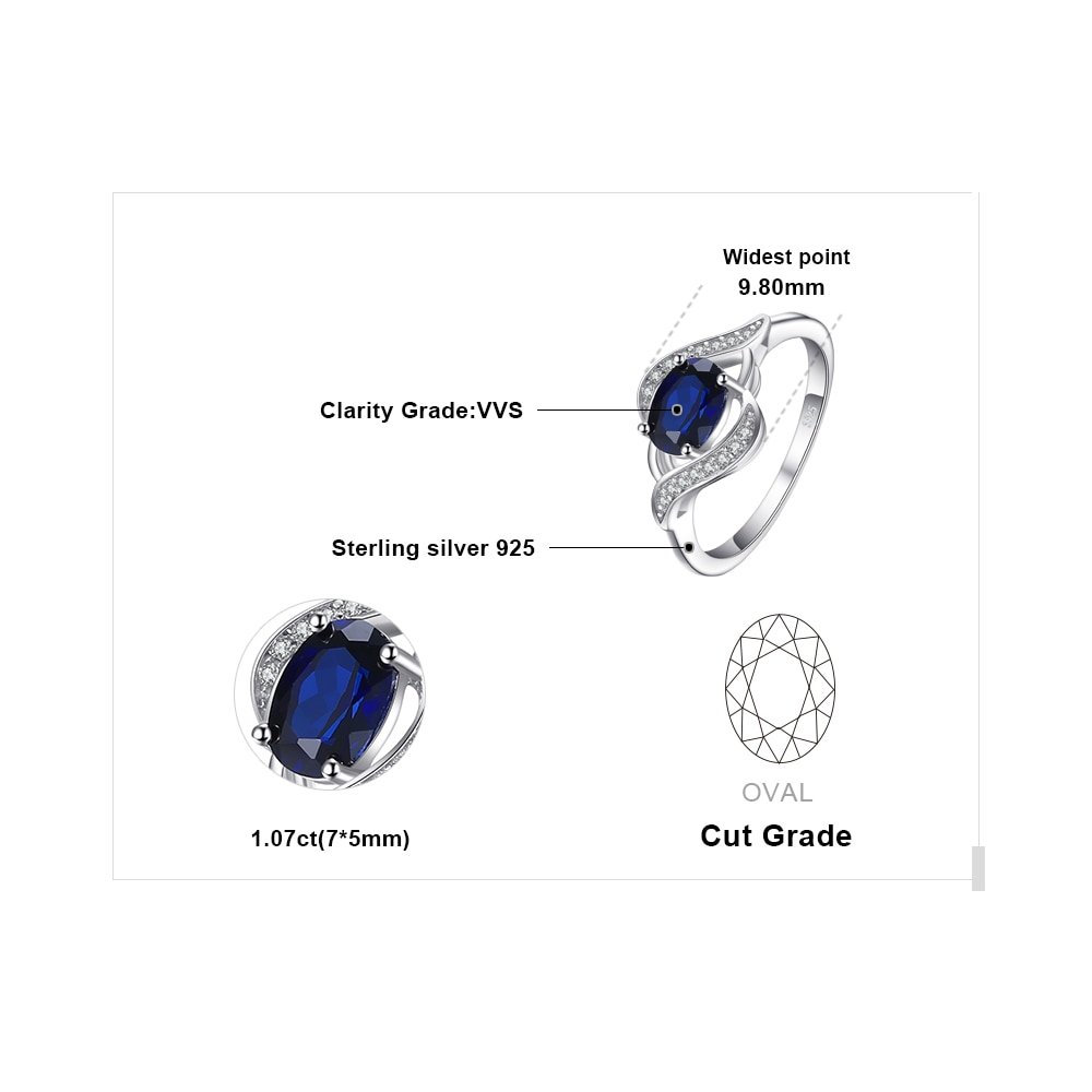 Giffany 925 Sterling Silver Ring Created Blue Sapphire Gemstone Jewelry
