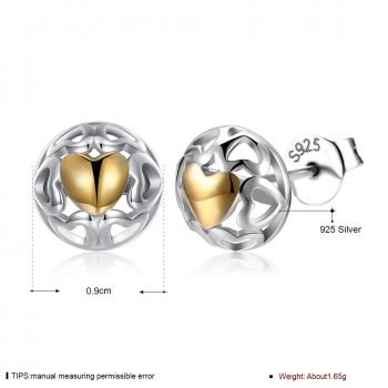 Giffany 925 Sterling Silver Hollow Out Heart Shape Stud Earrings