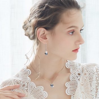 Giffany 925 Sterling Silver Butterfly Jewelry Set Embellished with crystal