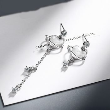 Giffany 925 Sterling Silver Fashion Irregular Tassel Chain Cubic Zirconia Drop Earring