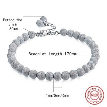 Giffany 925 Sterling Silver Italy Frosted Craft Beads Charm Bracelets