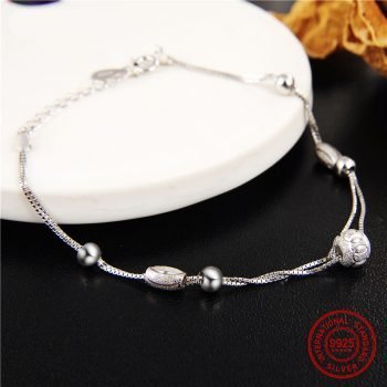 Giffany 925 Sterling Silver Fine Jewelry Ball Charm Bead Bracelets
