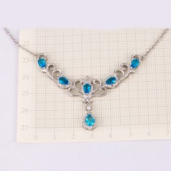 Giffany 925 Sterling Silver Noble Water Drop Design Cubic Zirconia Necklace jewelry set