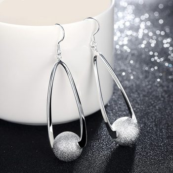 Giffany New Fashion Frosted Sphere Earrings 925 Silver Earrings Jewelry