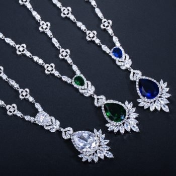 Giffany Luxury Sapphire Emerald Gemstone 925 Sterling Silver Jewelry Sets