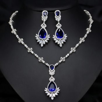 Giffany Luxury Sapphire Emerald Gemstone 925 Sterling Silver Jewelry Sets