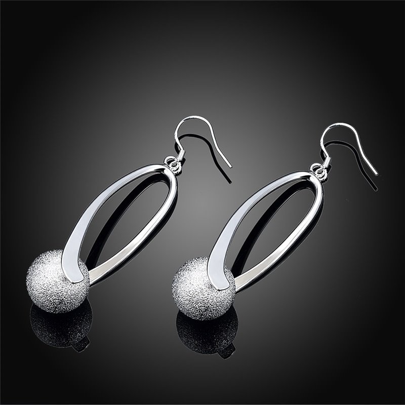 Giffany New Fashion Frosted Sphere Earrings 925 Silver Earrings Jewelry